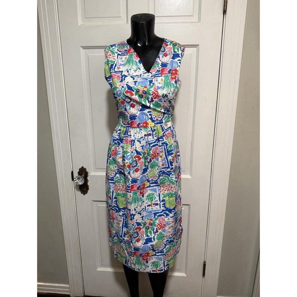 Size 14.5 Vintage Funtasia Too Sleeveless Multicolored Dress Unique Unusual Fun